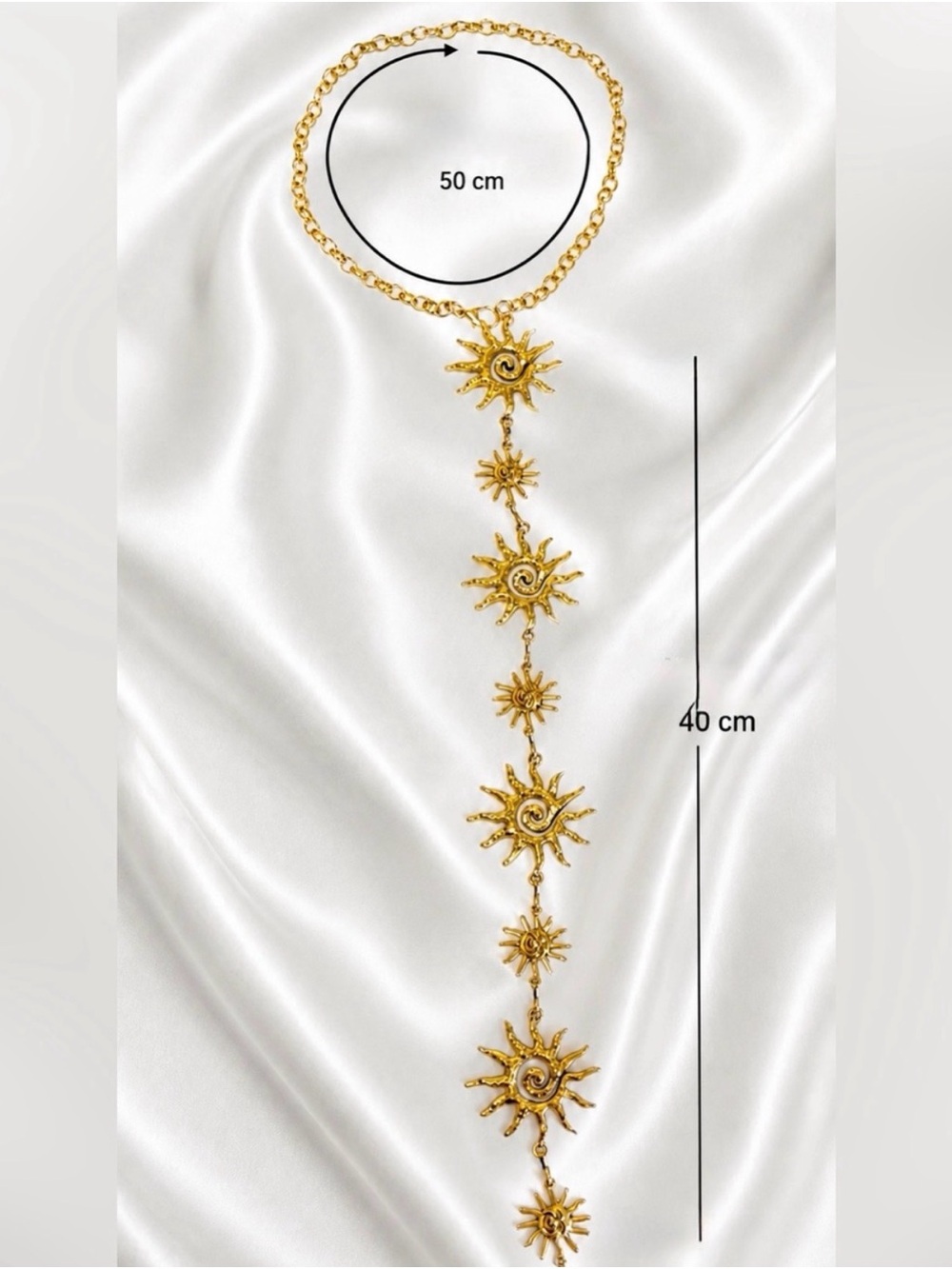 Gold sunburst body chain back necklace - Picture 7 of 7